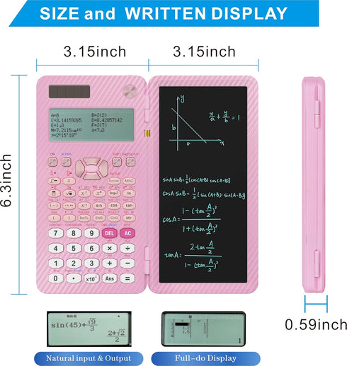 IPepul Scientific Calculators, 991EX Type-C Rechargeable, 552 Functions Solar Math Calculator, Pink