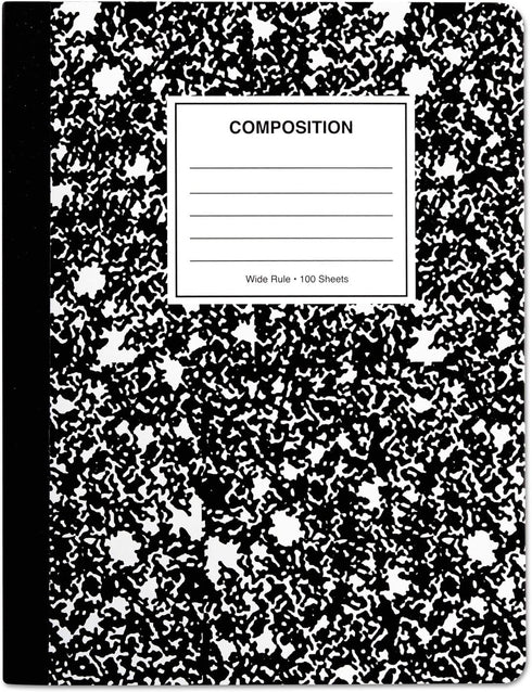 Universal Quad Rule Composition Book - Quadrille Rule (4 sq/in), Black Marble Cover, 100 Sheets