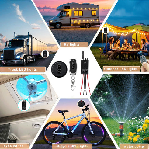Switch,5V/12V/48V/10A Lights,328FT Mini Wireless Relay Remote Switch for Long Range for Ceiling Lights, Lamps,Car Led