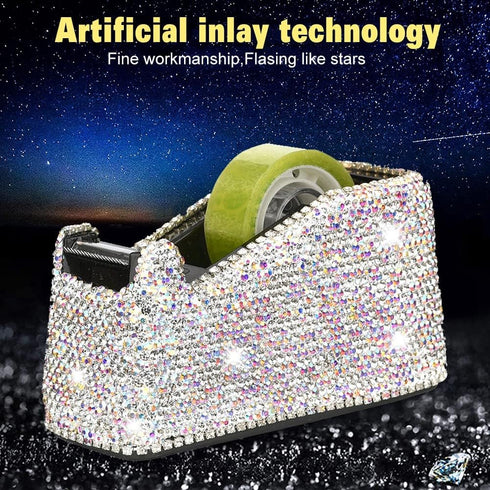 Blueshyhall Bling Bling Crystal Luxury Tape Dispenser - Handmade Diamond Desktop Office Stationery for Women