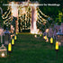 Solar Powered LED Flameless Candles Lights, 600MA Battery for Outdoor Birthday Wedding Party Decor, 2 PCS