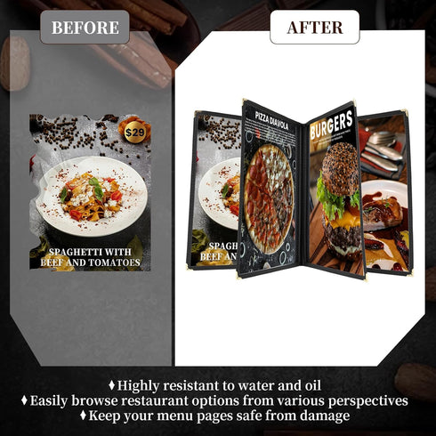 IVWNNN 8.5 11 Inch 10 Pack 4 8Views x Menu Covers Double Stitched Menu Sleeves Pages / Menu Holder Crystal Clear Vinyl