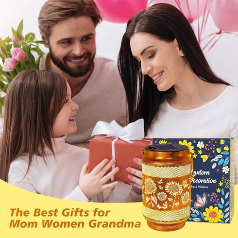 Sunflower Solar Lanterns Outdoor Waterproof with Shepherd Hook, Sunflower Gifts for Mothers Day Birthday Women Mom