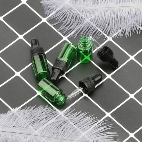 40 Pack 3ml Green Glass Dropper Bottles with Black Rubber Cover, Tapered Glass Droppers Set