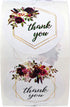Fall Floral Frames Thank You Stickers, 500 Boho Thank You Stickers, 4 Alternating Designs, 1.5" Autumn Wedding Envelope