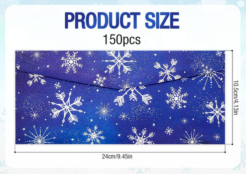 Whaline 150Pcs Christmas Money Envelope, Blue White Snowflake Cash Envelope for Holiday Mailing and Invitations