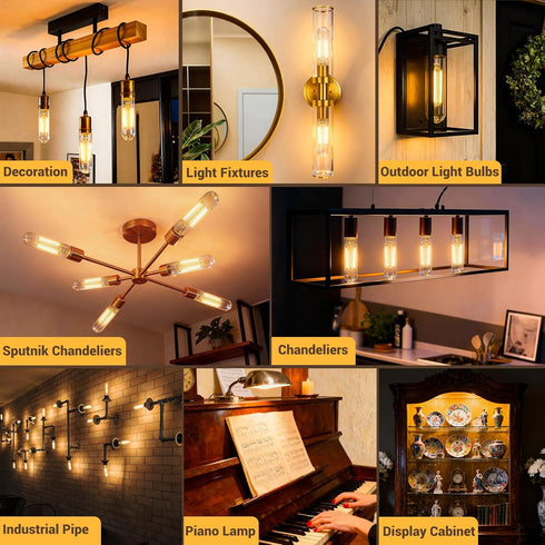 T10 Bulb Dimmable Bulb E26 4W 40 Bulbs 2700K 400LM, 2 Pack LED Tubular Light Equal Watt Long Edison Light Warm White