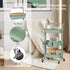 DTK 3 Tier Utility Rolling Cart with Cover Board, Turquoise, Rolling Storage Cart with Locking Wheels, 2 Small Baskets
