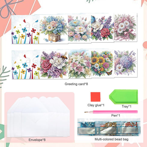 8 Packs 30x15cm) Diamond Art Painting Greeting Card Kit Diamond Art Greeting Cards Special Shaped Diamond Painting