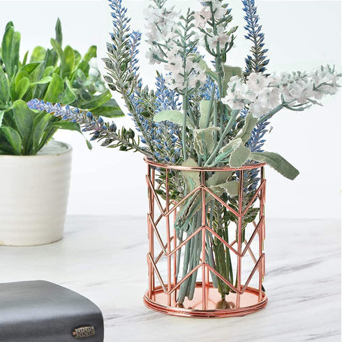 Rose Gold Pencil Cup, Wire Metal Mesh Pen Holder, Makeup Brush Organizer, 1PC for Office Home School