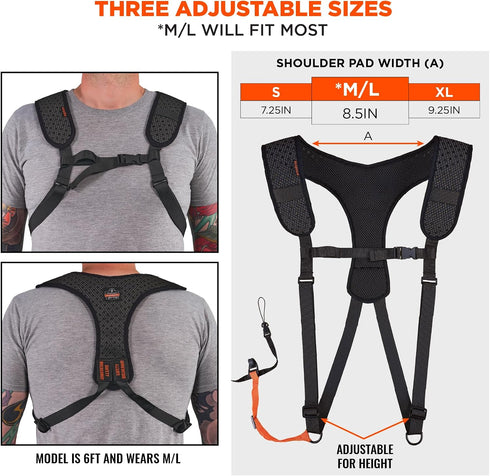 3142 Ergodyne Squids Padded Shoulder Barcode Scanner Harness with Attachment Lanyard for Mobile Computers