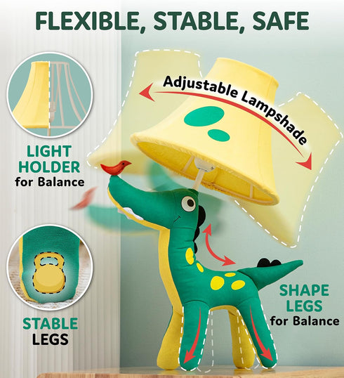 20", 3 4 5 Dinosaur Kids Lamp for Boys Bedroom - Boys lamp for Kids Room - Cute Christmas Gifts, Birthday Gifts for All