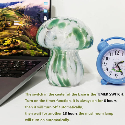 Study(Bulb Mushroom Table Lamps Night Lights Cute Glass Nightstand Bedside Desk Lamps for Bedroom Living Included)