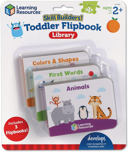 Learning Resources Skill Builders! Toddler Flipbook Library - 3 Pieces, Ages 2+, Educational Toys,