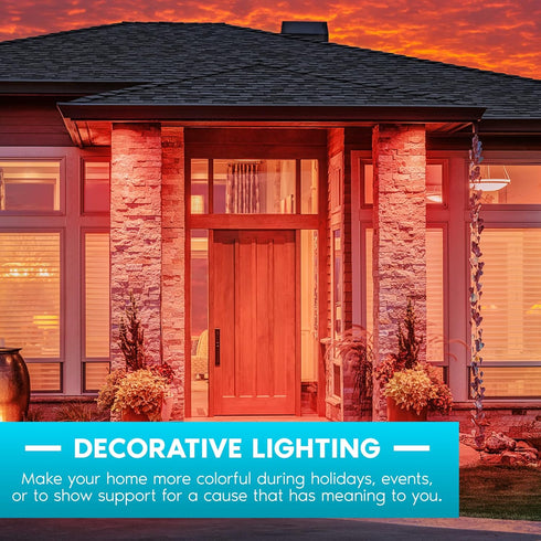LUXRITE A19 LED Red Light Bulbs, 60W Equivalent, Non-Dimmable, UL Listed, E26 Standard Base, Indoor Outdoor, Porch, Christmas, Decoration, Party, Holiday, Event, Home Lighting (2 Pack) by LUXRITE