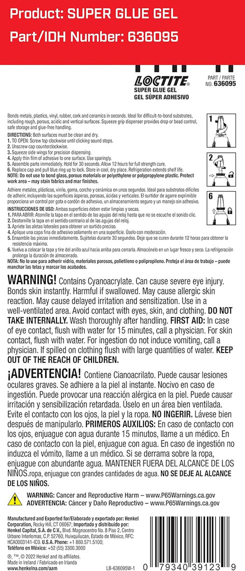 LOCTITE 636095 QuickTite Instant Adhesive Super Glue Gel: Controlled Applicator, Clog-Free, No-Run, Temperature-Resistant, Heavy-Duty | 4 Gram, Bottle by Loctite