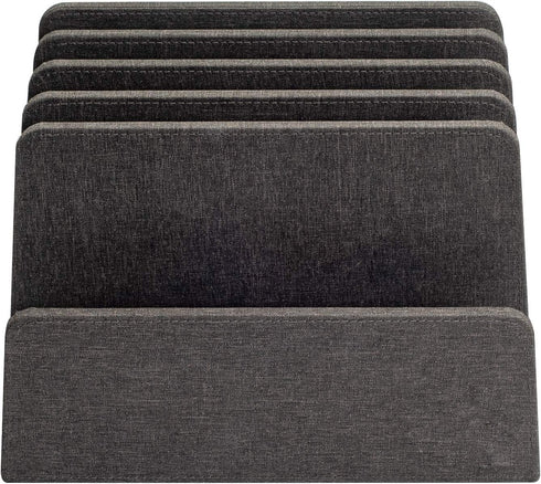 MobileVision Executive Dark Gray Desktop File Folder Organizer with 5 Slot Dividers and Paper Tray