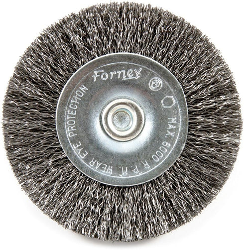 Forney 72734 Wire Wheel Brush, Fine Crimped, 2-1/2-Inch-by-.008-Inch with 1/4-Inch Hex Shank