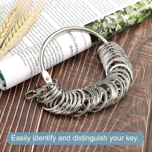 PATIKIL Key Organizer Keychain, 3.4 Inch Dia Key Management Holder with 30 Key Rings for Office, Silver