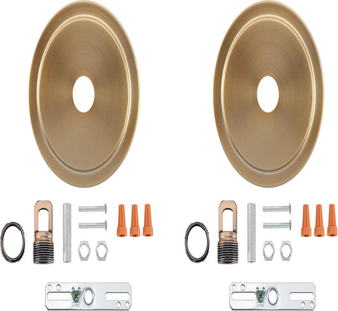 Aspen Creative 21508-42, 5-1/2" 1" 2 Pack Transitional Chandelier & Light Fixture Canopy Kit w/Collar Loop, Warm Brass