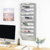 PAG Hanging Wall File Holder Organizer, Mail Sorter Literature Rack for Office with 10 Pockets, Silver