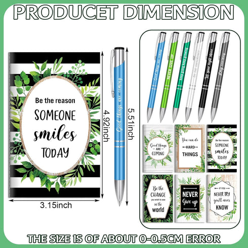 Geyee 24 Pcs Mini Motivational Pens Inspirational Notepads Bulk Appreciation Gifts Small Journals Funny Ballpoint Pen Set for Student School Prizes Men Women Office Travel Party Favors(Farmhouse) by Geyee