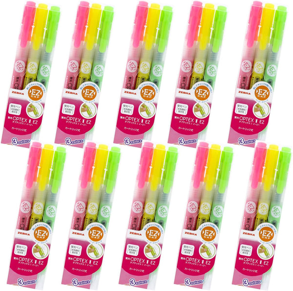Zebra Optex 1 EZ 3 Color Highlighter, 10 Count B-WKS11-3C