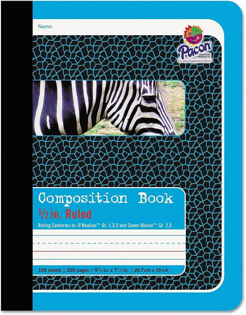 Pacon 2425 Composition Book, 1/2 Ruling, 9 3/4 x 7 1/2, 100 Sheets by Pacon