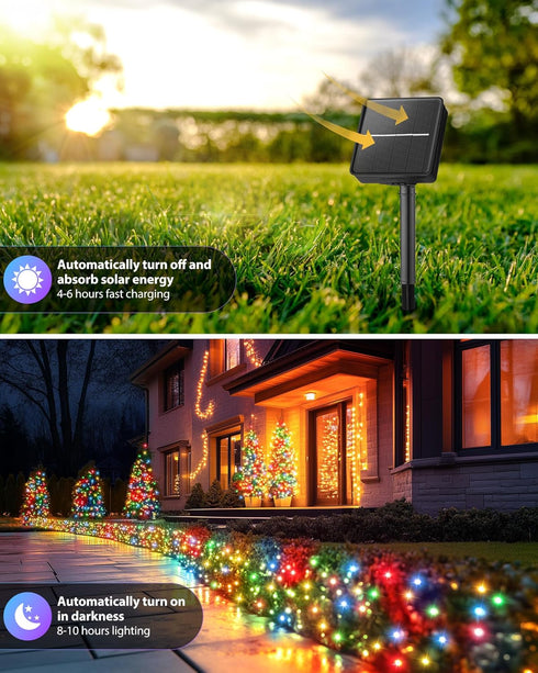2 Pack 46Ft 120 8 IP65 Brightown Solar String Lights Outdoor, Each LED Solar String Lights for Outside with Modes