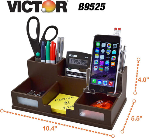 Victor Desk Organizer with Smart Phone Holder - Mocha Brown, Model B9525