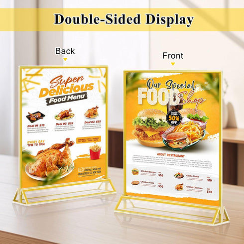 Enayplon 8.5 11, 12 Pack Acrylic Sign Holder x Double Sided Flyer Holder, Table Menu Holder Display Stand for Wedding