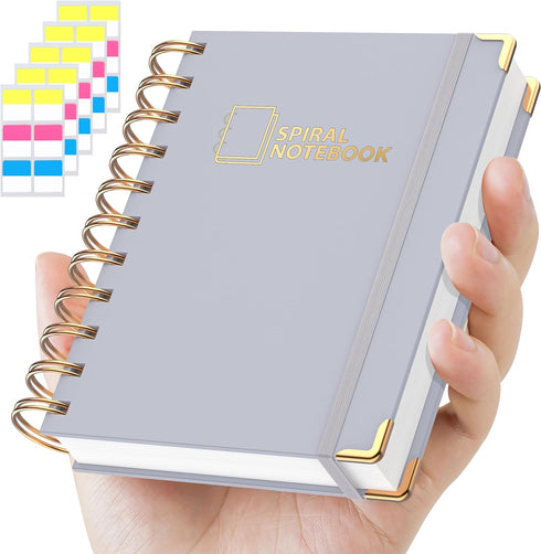 Lined Spiral Journal Notebook for Women Men, Small Pocket A6, 300 Pages, College Ruled Hardcover Notebooks for Work and