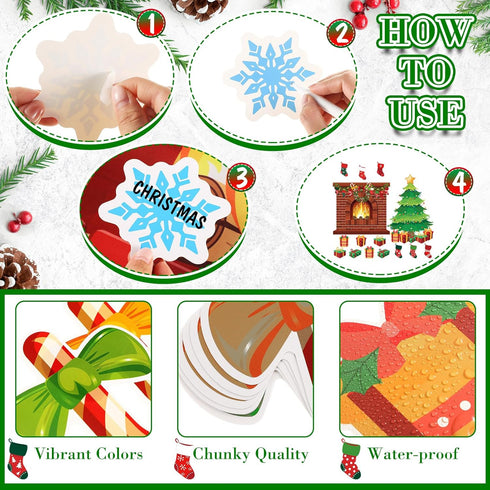 Tatuo 71 Pcs Christmas Fireplace Bulletin Board, Large Holiday Brick Background with Christmas Tree Candy Snowflakes