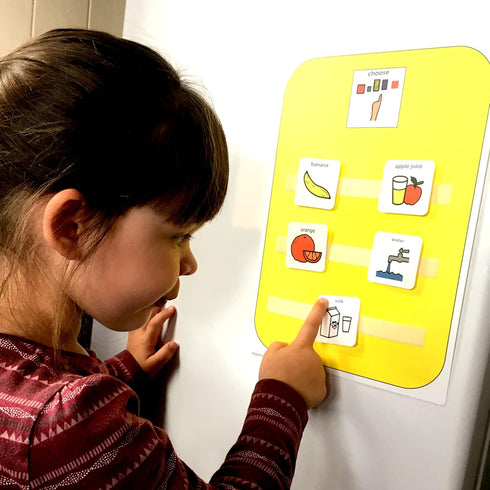 Snack Choice Board – Premium Durable Plastic Visual Schedule for Kids, 16 Autism Communication Cards