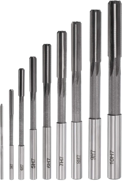 uxcell 9pcs Chucking Reamer Set, High Speed Steel H7 Tolerance, Straight Flute Milling Cutter for Lathe Machine