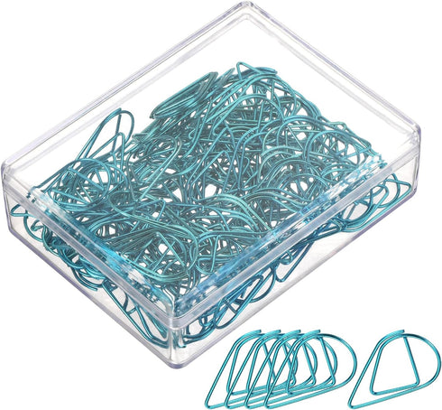 YOKIVE 100 Pcs Paper Clips, Drop-Shaped, Keep Desk Neat, Great for Art, Home, Daily Use (Blue, 1-Inch)