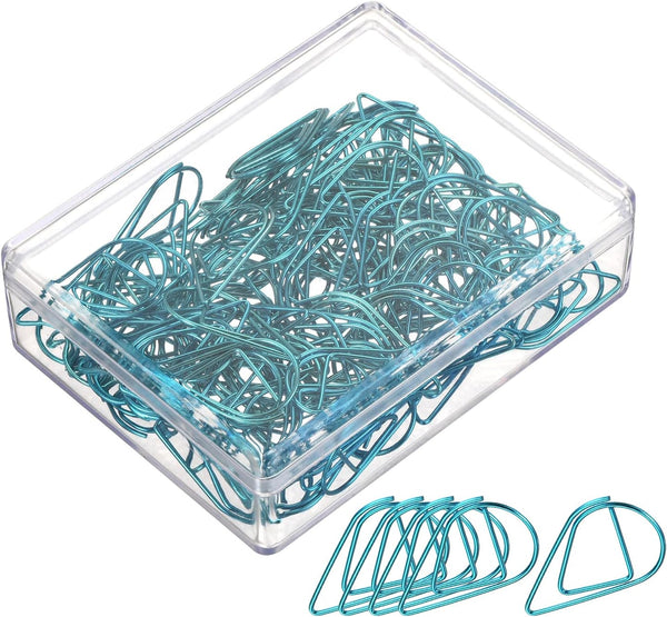 YOKIVE 100 Pcs Paper Clips, Drop-Shaped, Keep Desk Neat, Great for Art, Home, Daily Use (Blue, 1-Inch)