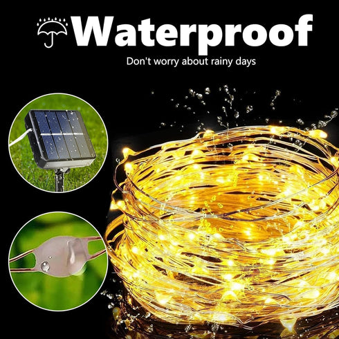 2 Pack 66ft 200LED 8 Lomotech Solar String Lights Outdoor - Total Solar Fairy Lights Waterproof Modes Twinkle Lights