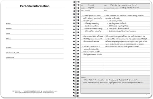 BookFactory Universal Note Taking System - Cornell Notes Notetaking Notebook, 120 Pages, 8.5" x 11" (LOG-120-7CW-A)