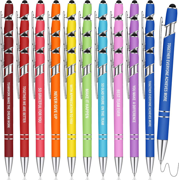 Employee Appreciation Metal Inspirational Pens, Black Ink Greeting Quote Ballpoint Pen for Events and Parties (40)