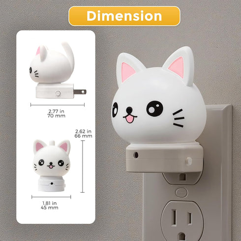 Kids,2-Pack 3D 3000K L LOHAS LED Plug in Night Light for Cute Cat Night Lights with Dusk to Dawn Sensor, RGB+Soft White