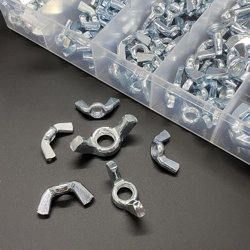 175 PCS Wing Nuts Fasteners, Butterfly Wing Nuts SAE Steel Wing Nut Assortment Kit from #6 to 3/8’’