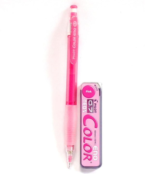 Pilot Color Eno Pink Set, 0.7mm Mechanical Pencil + 10 Leads, Japan Import