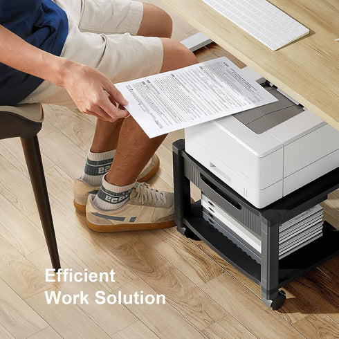 HUANUO Printer Stand with Cable Management, Storage Drawer, Locking Wheels, 14.1-inch Maximum Height Printer Cart