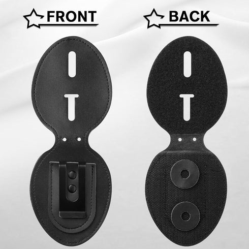 BESARME Police Badge Holder Belt Clip Cowhide Leather Badge Holders Universal Law Enforcement Security Badge Holder
