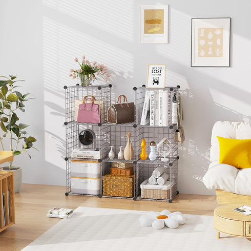 C&AHOME Wire Cube Storage, 8-Cube Organizer Metal Grids, Modular Shelves Units for Home, Office, Living Room