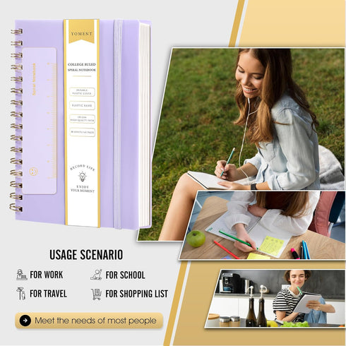 Yoment Spiral Notebook, College Ruled A5 Spiral Bound Journal with 160 Pages Thick Paper Plastic Hardcover for Note
