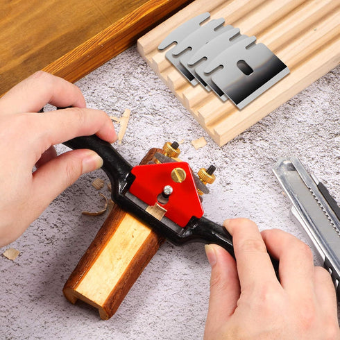 6 Pieces Adjustable Spokeshave Set, 1 Adjustable Spokeshave with Flat Base and 5 Metal Blades