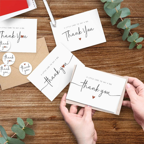 52 (4 3x5 UnimaxPrint Thank You Cards with Envelopes & Stickers Designs), Minimalist Thank You Notes for Teacher