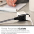 Cordinate Designer 3-Outlet Extension Cord, 8 Ft Cable with Flat Plug, Black/White